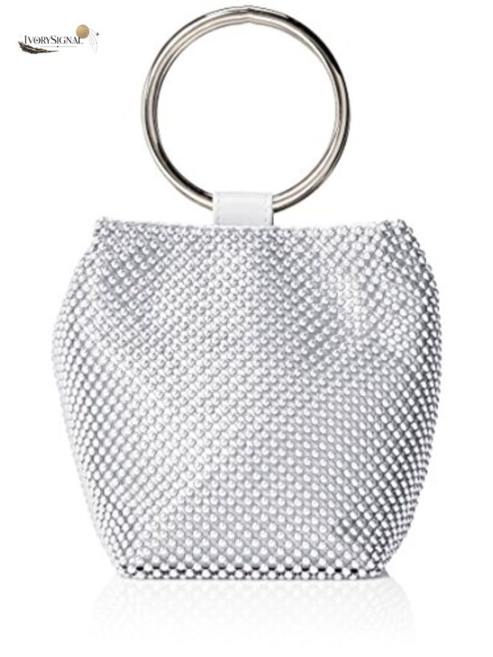 Mesh Ring Handle Wristlet Clutch Evening Bag with Crossbody Chain